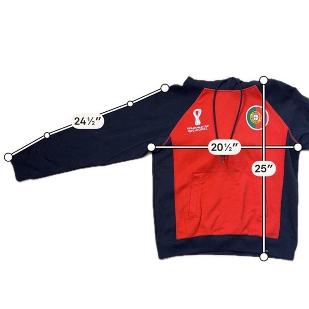 Portugal FIFA World Cup Qatar 2022 Hoodie Red Black Soccer Fan Sweatshirt M - Picture 11 of 11